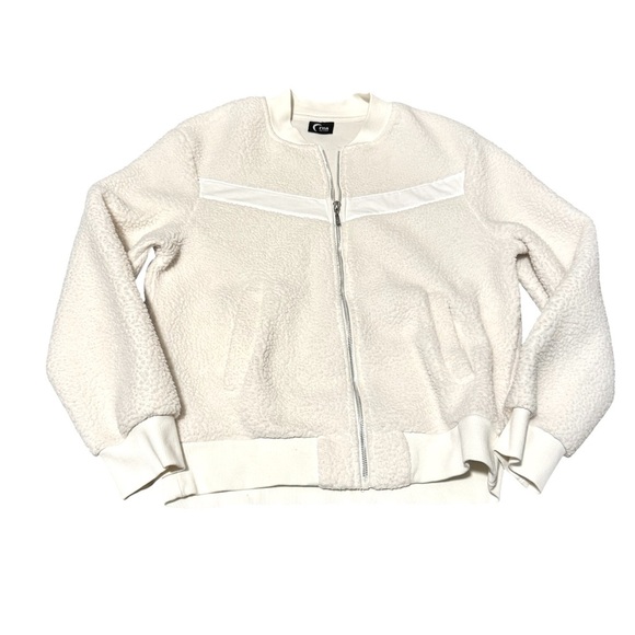 Zyia Active Women’s Flying V Fleece Full Zip Jacket Size Medium White Soft Cozy - Picture 6 of 8